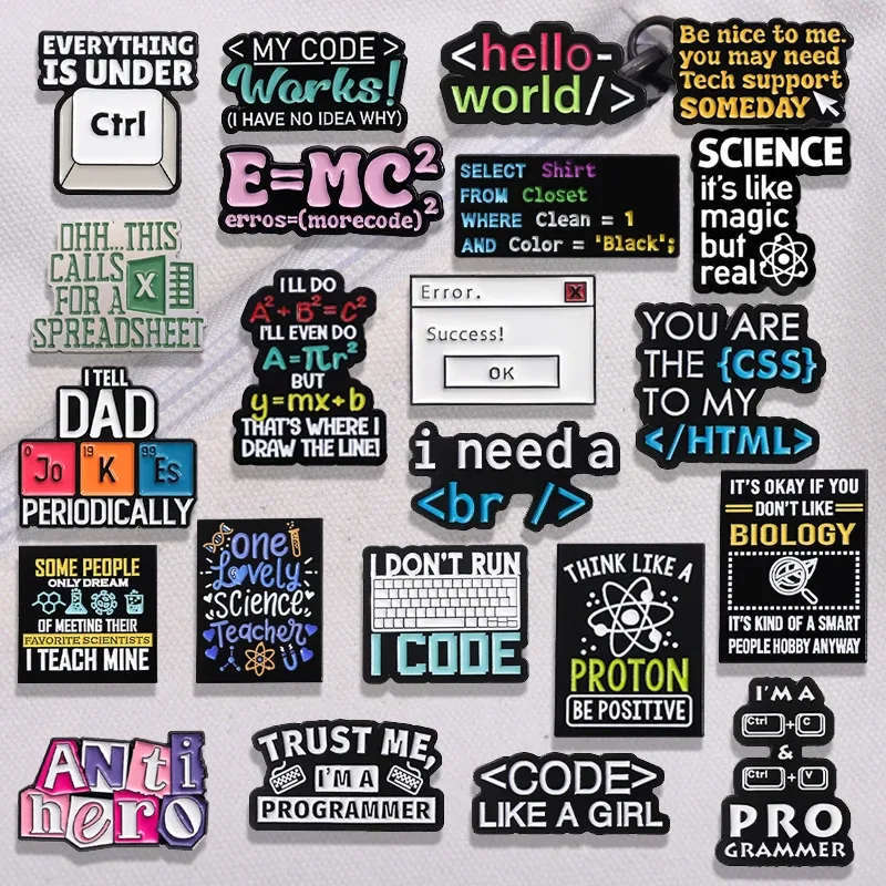 Scientific Program Code Series Enamel Pins Custom Periodic Table Of Elements Brooches Backpack Lapel Badge Programmer Jewelry - Aliexpress - FashionsVida