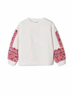 Sweat-shirt froncé broderies WHITE S female - Desigual - FashionsVida