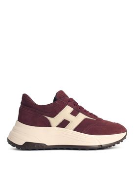 Sneakers 'hi-fi' in camoscio bordeaux
