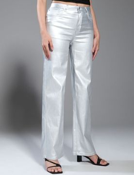 Pantaloni a gamba ampia - argento