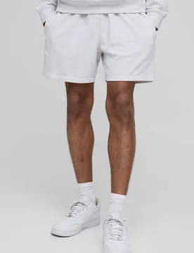 Men's Lightweight Essential Relaxed Fit Short Length Shorts Grey Marl Size Large Grey Marl L - boohooMAN - FashionsVida