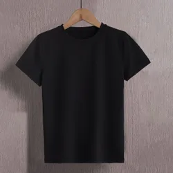 Camiseta Sólida Con Cuello Redondo Para Niños Mayores