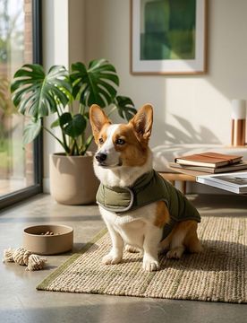 Vestito trapuntato per cane - khaki
