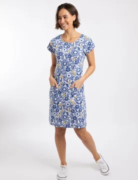 Tallahassee Womens Printed Jersey Dress - - Size: 18 - Weird Fish - FashionsVida