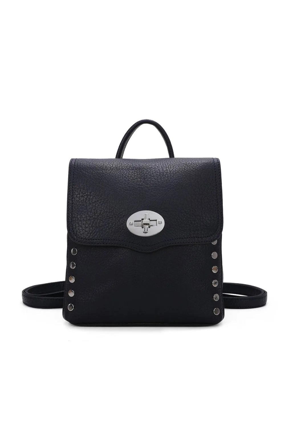 Bianca Flap Front Studded Mini Backpack - Blue - Size: One Size - IKRUSH - FashionsVida