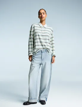 Jean Baggy Fit À Revers 32 Bleu Clair - Bershka - FashionsVida