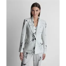 Blazer a rayas con motivo floral