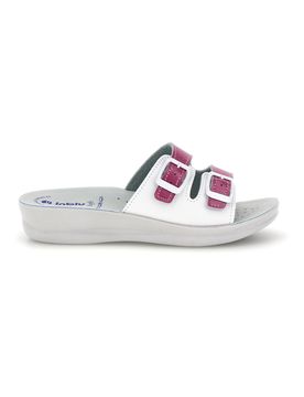 Ciabatte bianche e fucsia con doppia fibbia 62 VR 40