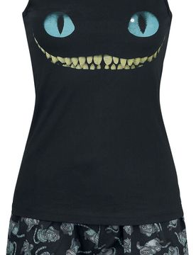 Disney Schlafanzug - Grinsekatze - Lächeln - S bis 5XL - für Damen - Größe M - schwarz - EMP exklusives Merchandise! - Frauen - female