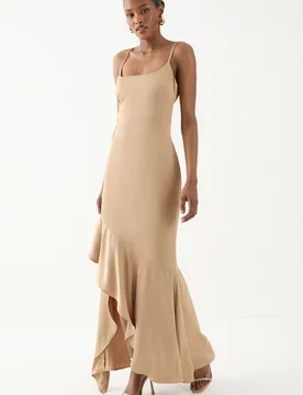 Womens Square Neck Tie Back Bridesmaid Dress - Rust - Size 12 Uk - misspap - FashionsVida