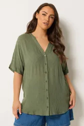 Women's Dobby Notch Neck Blouse in Olive Size: 16 - Olive - Size: 16