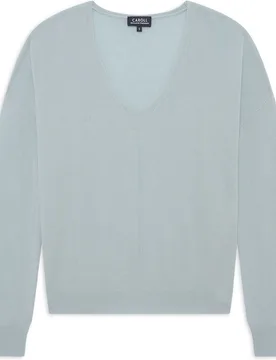 Jersey de mujer 100% cashmere con escote pico - Caroll - FashionsVida