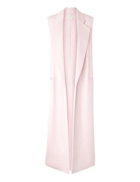 Gilet lungo in raso rosa pastello lucido