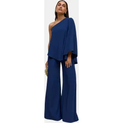 Pantalones anchos de mujer de tiro alto con corte fluido