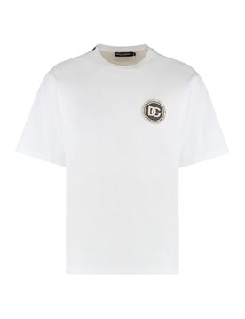 Cotton T-shirt with Chest Patch Logo, Short Sleeve
