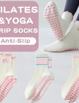 Pares de calcetines antideslizantes para pilates para mujer, calcetines de yoga a rayas, calcetines deportivos transpirables y duraderos con agarre qu - Shein - FashionsVida