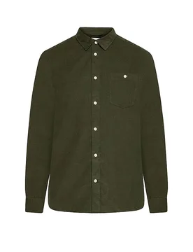Cordhemd Regular Fit dunkelgrün XL herren - Knowledge Cotton Apparel - FashionsVida