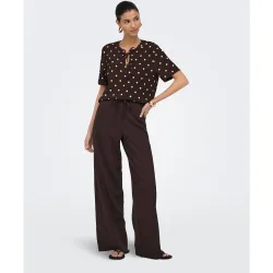 Pantalón largo de mujer estampado con cordón ajustable