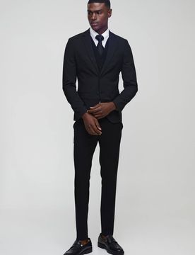 Herren Super Skinny Einreihiger Blazer Black Größe 40
