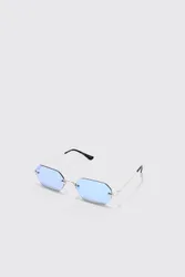 Herren Sechseckige rahmenlose Sonnenbrille Blue