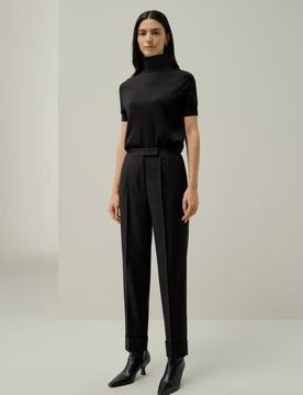 Pantaloni Sartoriali Donna in Seta e Lana con Pieche Eleganti 46