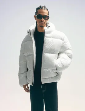 Blouson Bouffant À Capuche Xl Blanc - Bershka - FashionsVida