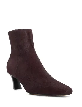 Womens Ladies Overly - Leather Block Heel Ankle Boots - Burgundy - Size Uk 8 - Dune london - FashionsVida
