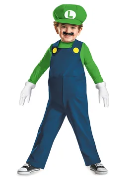 Super Mario Luigi Kinderkostüm Videospiel grün-blau - KARNEVAL-MEGASTORE - FashionsVida