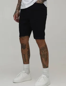 Men's Tall Essential Skinny Stretch Fit Denim Shorts Black Size 40 Black 40 - boohooMAN - FashionsVida