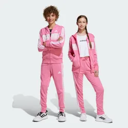 Tuta Seasonal Essentials Tiberio 3-Stripes French Terry Junior 13-14A Pink Fusion / White / Clear Pink