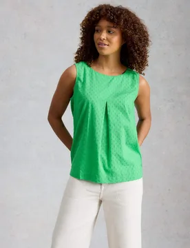 Pure Cotton Textured Vest Top Green female - White stuff - FashionsVida
