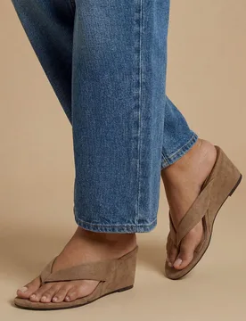 Womens Karrie Faux Suede Toe Post Wedge Sandals - Beige - Size Uk 7 - OASIS - FashionsVida