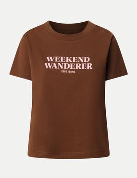 T-Shirt CARLA mit Schriftzug Braun S