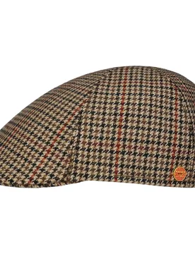 Paddy Casual Houndstooth Flat Cap by - brown - Size: L (58-59 cm) - Mayser - FashionsVida