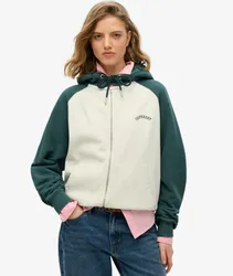 Superdry Damen Übergroße Essential Logo Raglan-kapuzenjacke Creme - Größe: 44