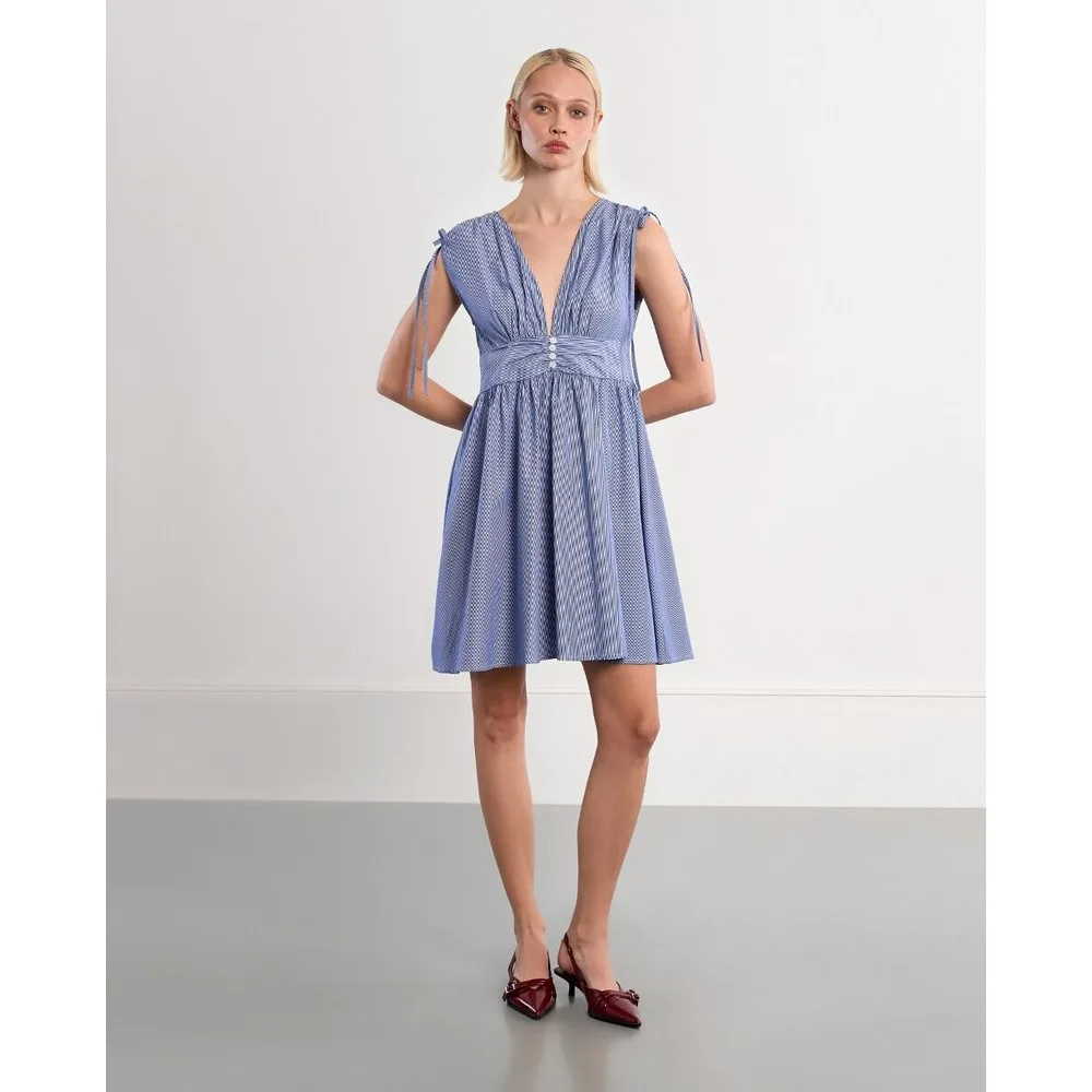 Vestido corto sin manga estampado rayas - Lili Sidonio - FashionsVida