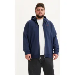 Sudadera de hombre azul con capucha y cremallera, tallas grandes