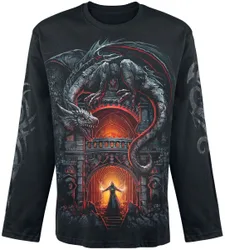 Gothic Langarmshirt - Dragon's Lair - M bis XXL - für Männer - Größe XXL - schwarz - Männer - male