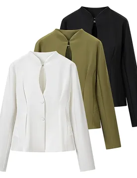 Solid Stand Collar Blazer Jacket Long Sleeve Single Breasted Slim Fit Tailored Short Suit Coat Office Casual Outerwear 20260602 - Aliexpress - FashionsVida