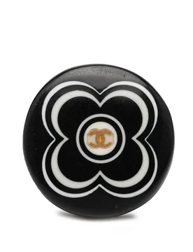 Resin and Gold Tone CC Logo Camellia Ring - Chanel - FashionsVida