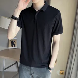 Summer New Design Men's Silk Fabrics Short-Sleeved T-Shirt Polo Shirt