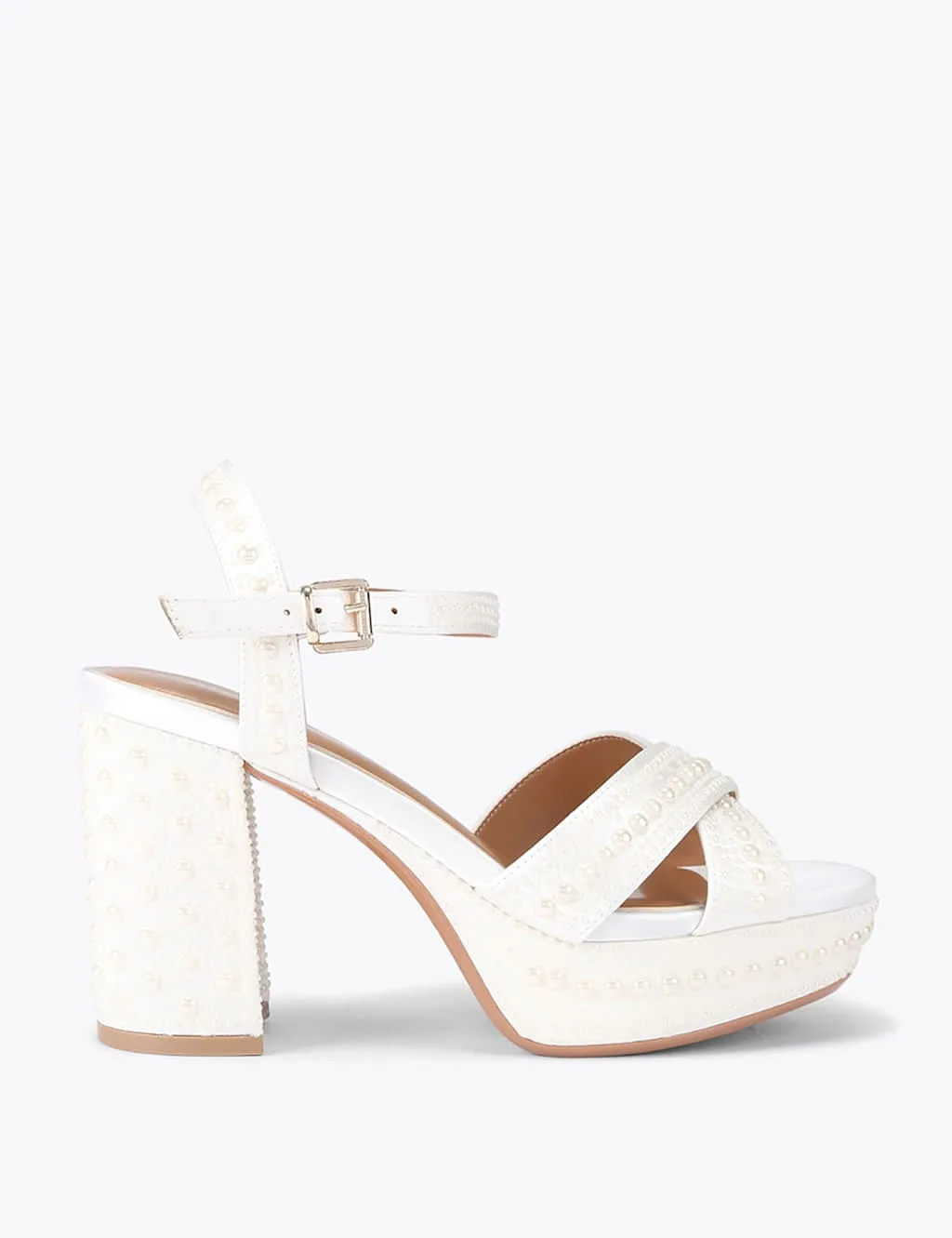 Beaded Platform Block Heel Sandals White female - Kurt geiger - FashionsVida