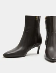 Leather Kitten Heel Ankle Boots Brown female