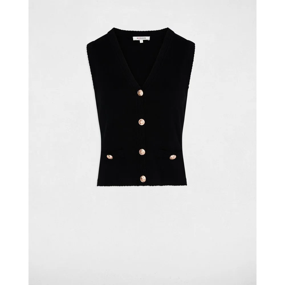 Chaleco de mujer de punto con botones a contraste - Morgan - FashionsVida