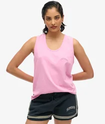Superdry Damen Essential Logo Tanktop mit Stückfärbung Pink - Größe: 42