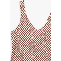 Vestido largo de tirantes con estampado de minicuadros