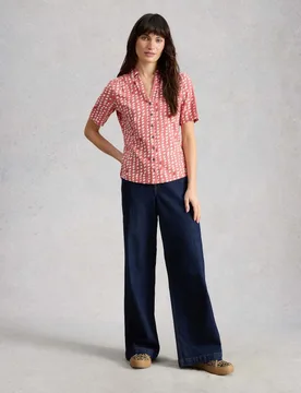 Pure Cotton Embroidery Tie Hem Top Pink Mix female - White stuff - FashionsVida