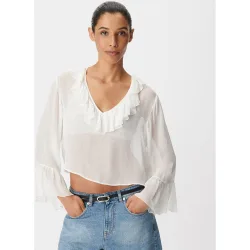 Blusa de mujer de gasa con volantes