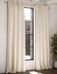 Chenille Gingham Multiway Blackout Curtains Natural