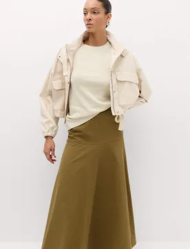 Pure Cotton Maxi Drop Waist Skirt Moss female - M&S - FashionsVida